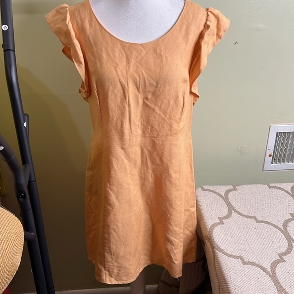 Urban Renewal Linen Peach ruffle flutter sleeves Dress - Picture 1 of 13